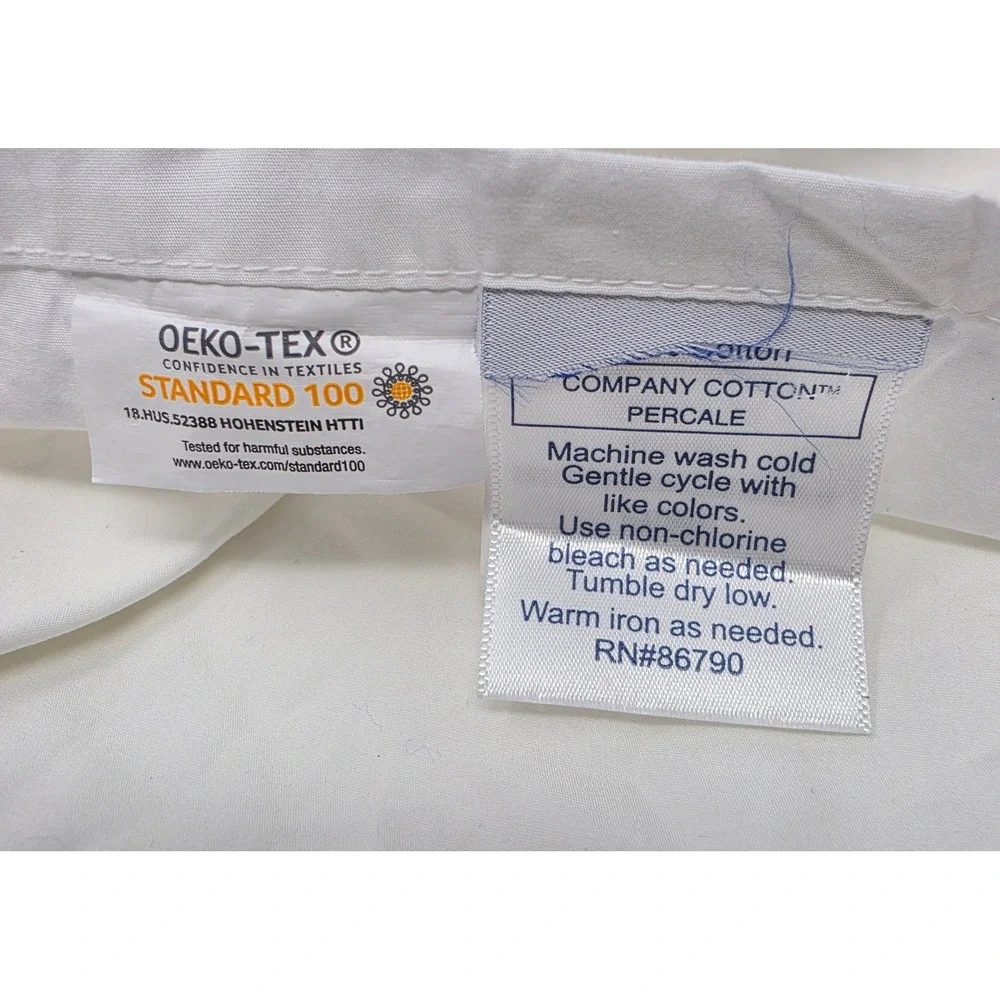 The Company Store White Cotton Percale Flat Sheet King Cal King 50652A OEKO-TEX